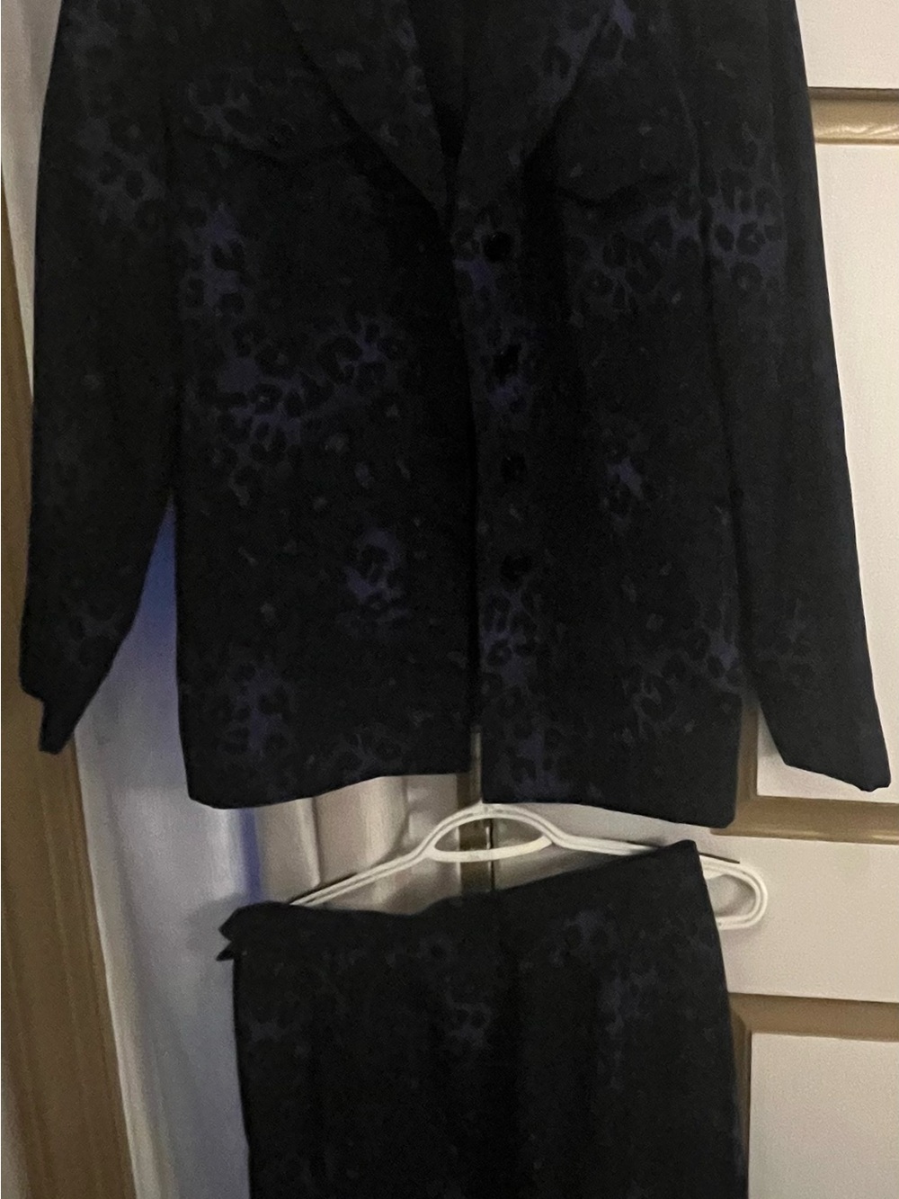 Kasper Black Leopard-Print Blazer and Skirt Set